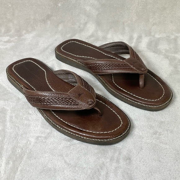 Tommy Bahama Sandals Anchors Away Men’s 13 D Leather Thong Flip Flop - Picture 2 of 7